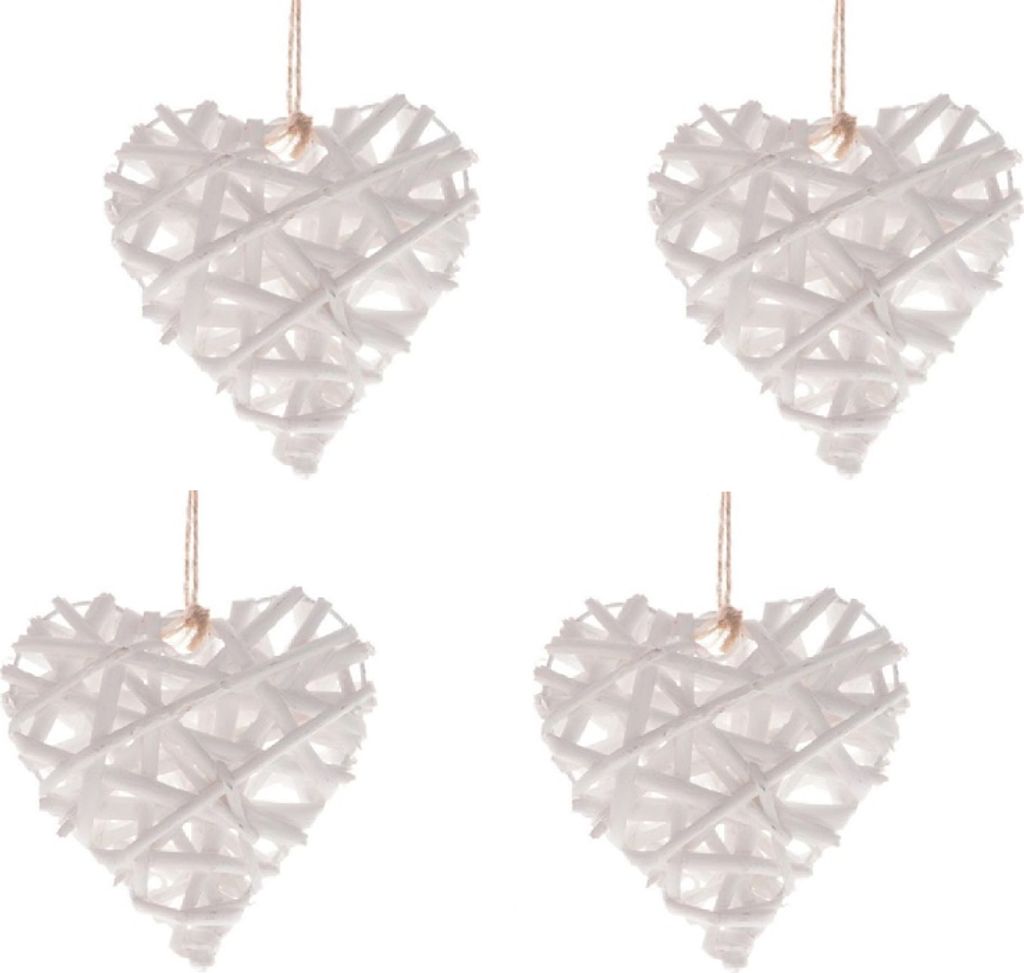 Weidenherz mit Naturkordel / 10 cm / Vintage weiß / 4er-Set - 2,68 € pro Stück