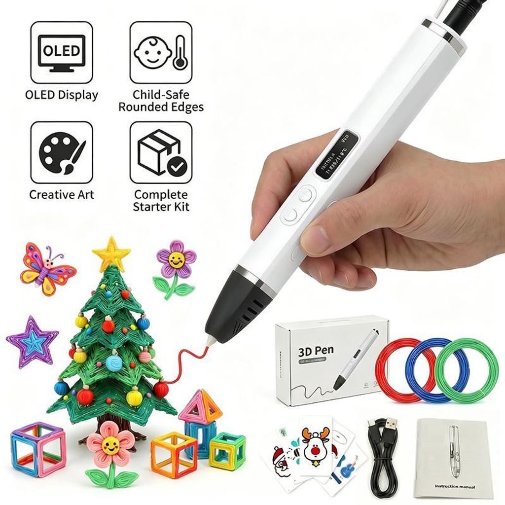 ZELURXX 3D-Stift mit OLED-Display, präziser Produktbild 