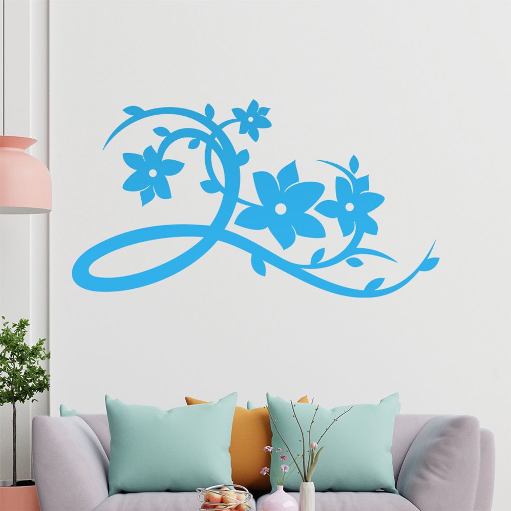 Schöne Blüten Ranke Wandtattoo in 6 Größen - Wandaufkleber Wall Sticker - Dekoration, Küche, Wohnzimmer, Schlafzimmer, Badezimmer