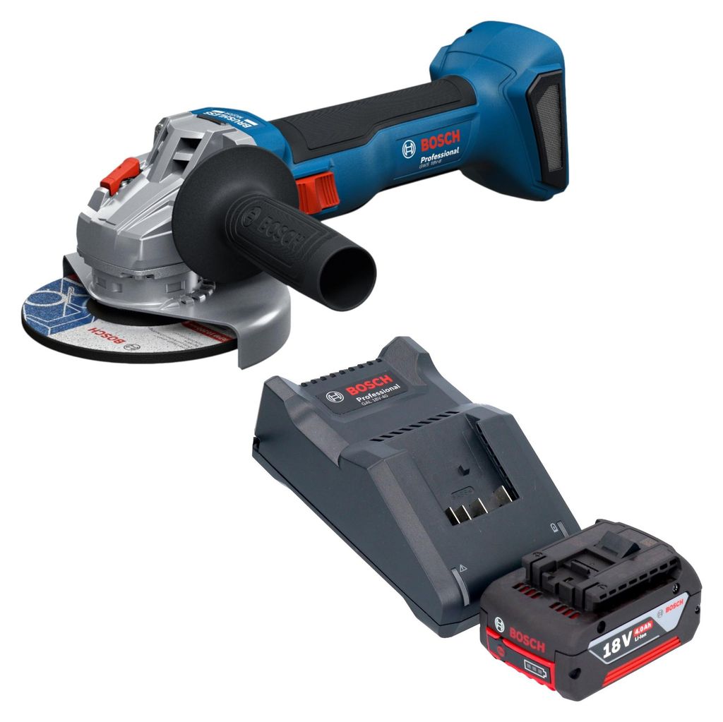 Bosch GWS 18V-8 Professional Akku Winkelschleifer 18 V 125 mm Brushless + 1x Akku 4,0 Ah + Ladegerät