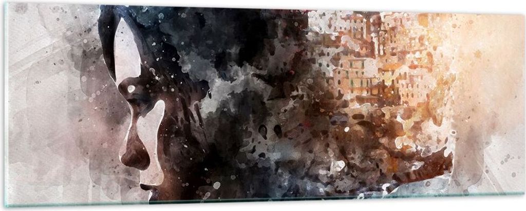 Bilder auf glas - Frau Abstraktion - 90x30cm - Glasbilder - Wandbilder - Kunstdruck - zum Aufhängen bereit - Wanddekoration aus Glas - Glas Bilder...