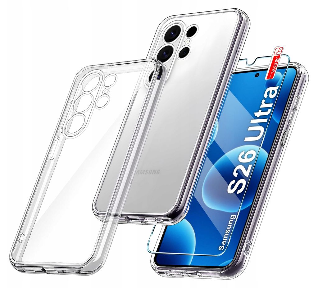 Farbloses Etui für Samsung S26 Ultra VERSTÄRKTE CLEAR CASE 2 MM + Glas 9H
