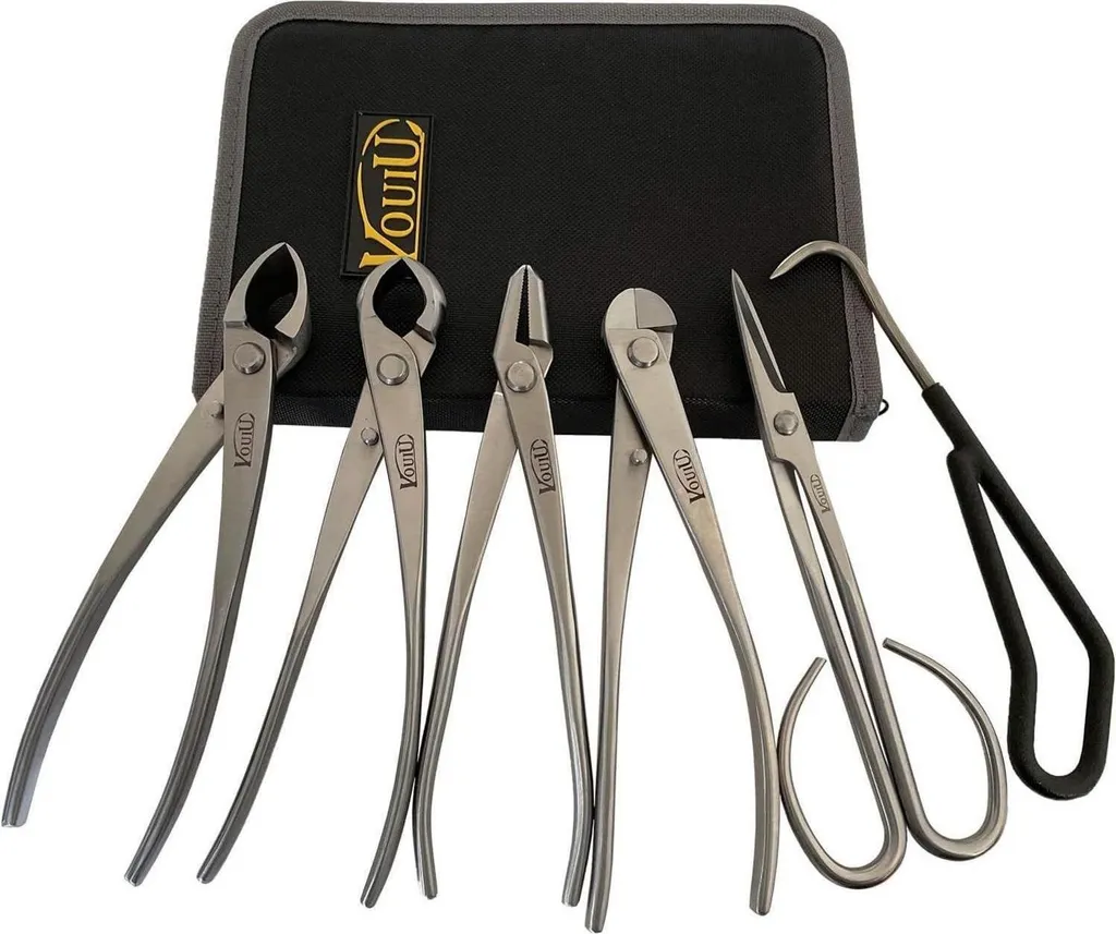 Set entretien bonsaï pour taille et rempotage avec 6 outils et étui
