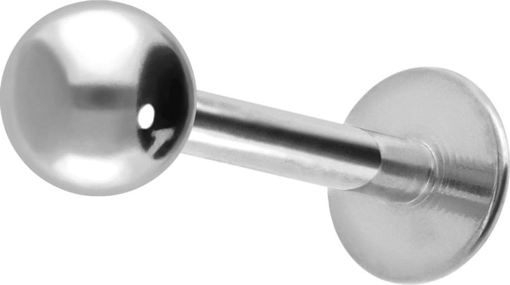 Ohrpiercing, Nasenpiercing Titan Labret ABGERUNDETE PLATTE Silber Stablänge: 12mm