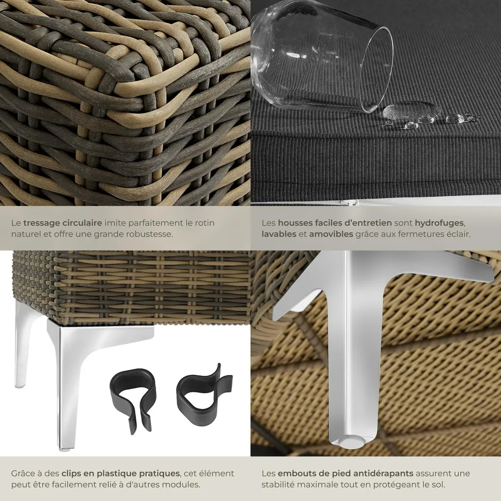 Table alu Villanova anthracite : solution angle droit pour terrasse