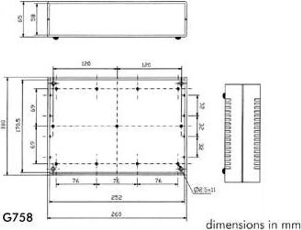 Custodia per strumenti ignifuga - Parte superiore grigio chiaro con pannelli terminali neri - 260 X 180 X 65 mm