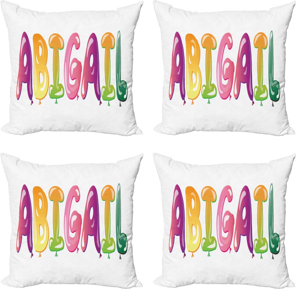 ABAKUHAUS Abigail Kissenbezug Set (4 Stück), Vater Joy Girl Name, Moderner Doppelseitiger Digitaldruck, 60 cm x 60 cm, Mehrfarbig