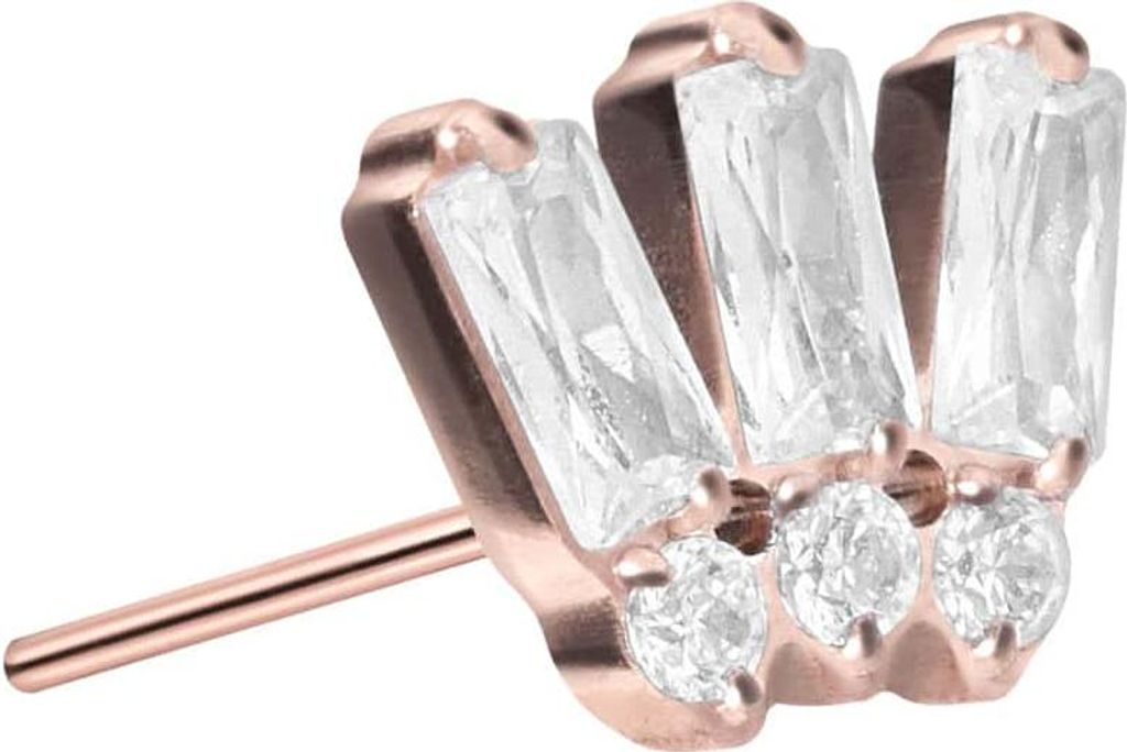 Piercing-Zubehör Titan Aufsatz mit Push Pin 6 EINGEFASSTE KRISTALLE