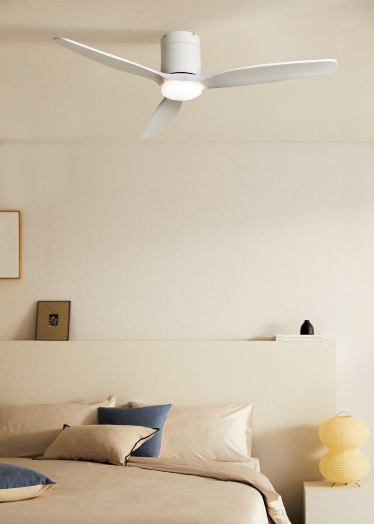 WIND CALM SLIM LIGHT - Leiser Deckenventilator 40W Ø132 cm aus 100 % Holz