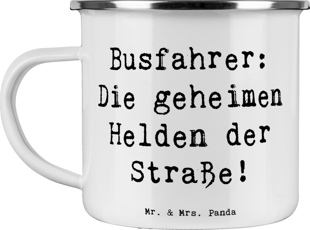 Mr. & Mrs. Panda Emaille Tasse Spruch Busfahrer Helden - Weiß - Geschenk, blechbecher, geheime, Danke sagen, Können, Geschenke, Bedanken, Teetass...