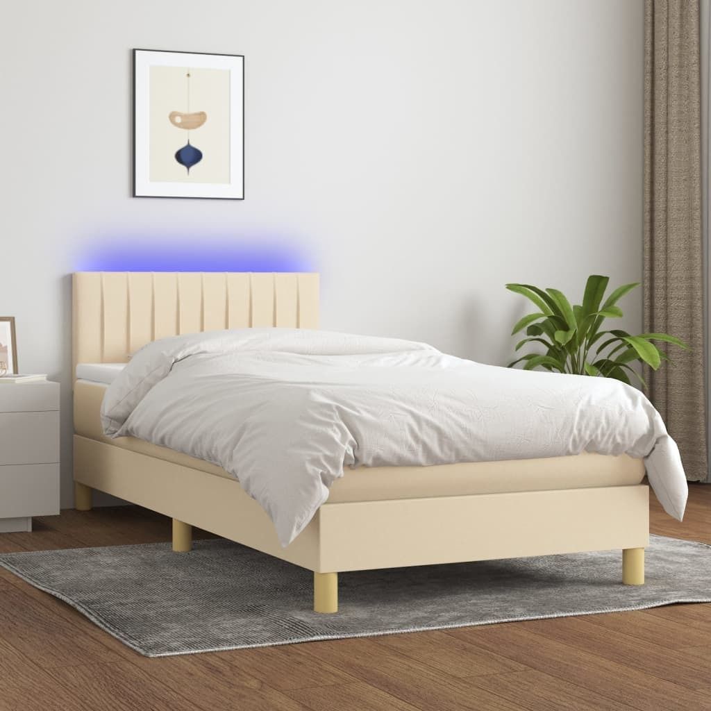 Maison Exclusive - Boxspringbett mit Matratze & LED Creme 100x200 cm Stoff