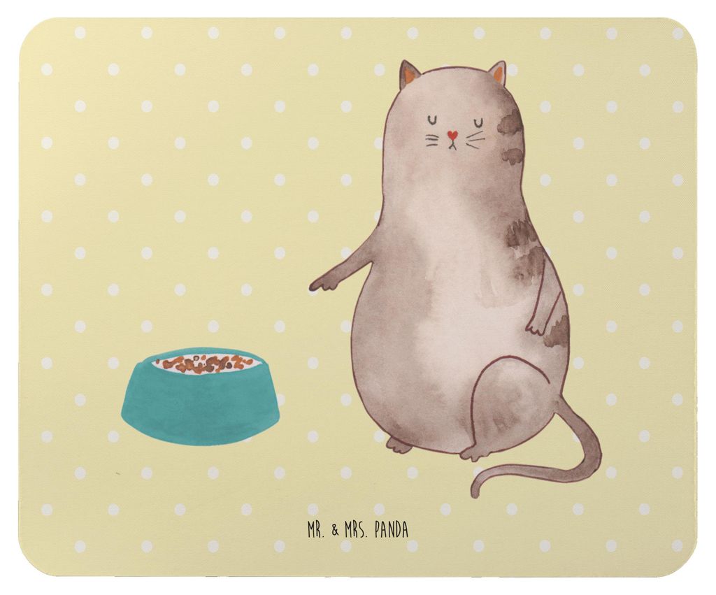 Mr. & Mrs. Panda Mousepad Katze Fressen - Gelb Pastell - Geschenk, notebook mauspad, mousematte, Mouse Pad, pc