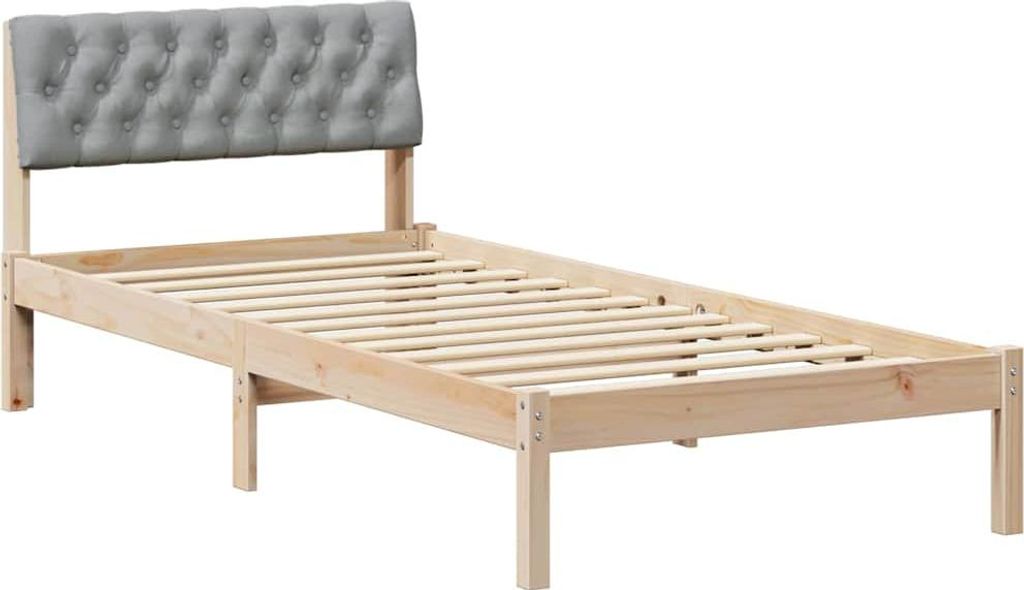 vidaXL Bettgestell Braun und hellgrau 90 x 200 cm Massivholz Kiefer