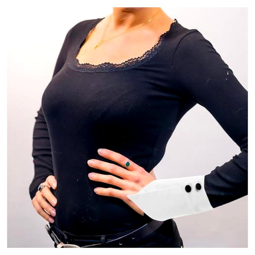 Abnehmbare Weiße Baumwollmanschetten für Damen Unregelmäßige Fake-Ärmel mit Herzknopf Elegante Handgelenkdekoration für Partykleider und Kost...