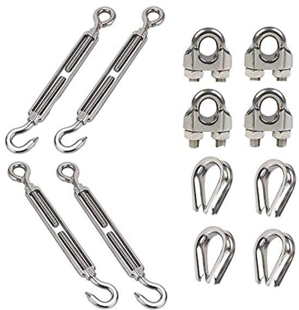 Kabelspannersatz - RVS Kabelspanner und Klemmen - 12 Stück M3