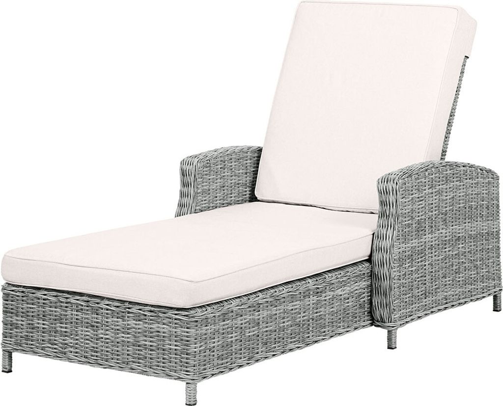 Vinga Sonnenliege Polyrattan mit Kissen natur, sandfarben.