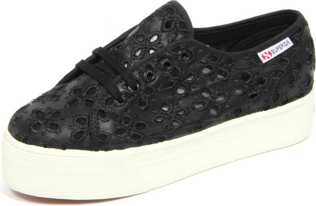 H0168 sneaker donna SUPERGA schwarz perforiert schuhe frau