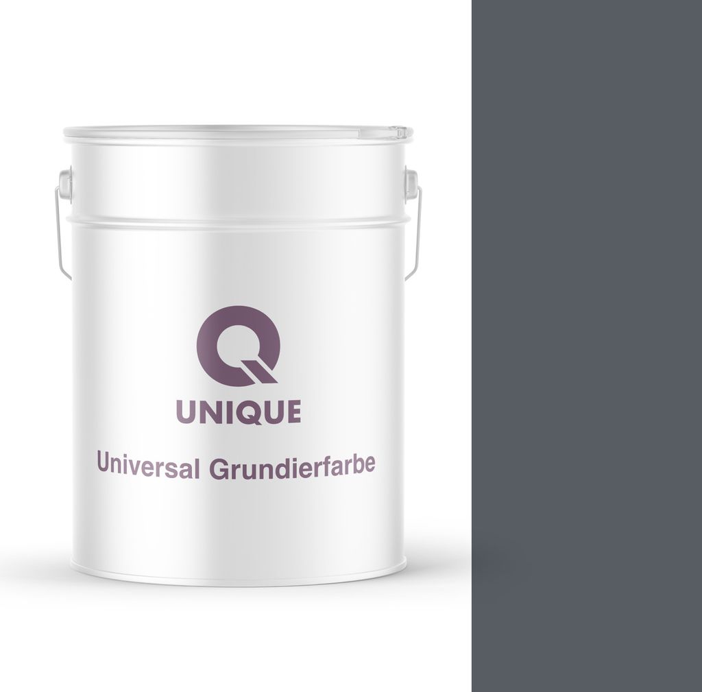 Q UNIQUE Universal Grundierfarbe 10 L – Schnelltrocknende Acrylat-Grundierung für Außen und Innen, Ideal für Mineralische Untergründe Graphit...