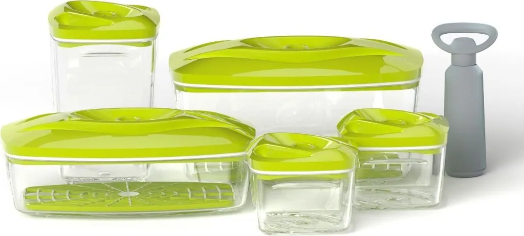 Lot de 5 boîtes sous vide SeeYoo vert citron pour conservation longue