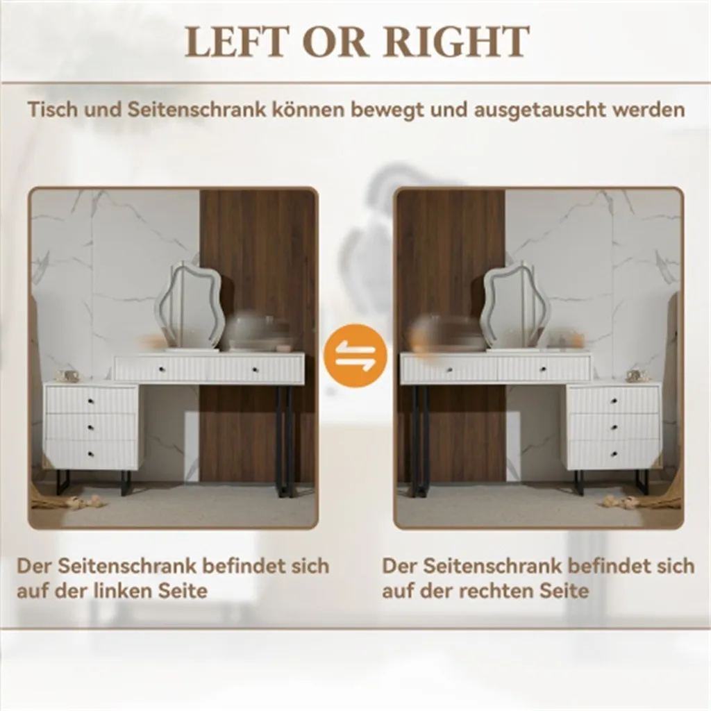 Coiffeuse Miroir LED Tactile Intensité Variable avec Plateau Extensible - 9