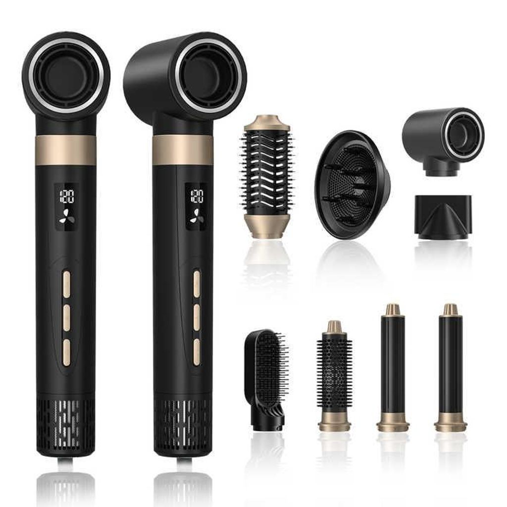 AIORBER Multifunktionaler Warmluftstyler 5-in-1 mit Ionen-Technologie Haartrockner Lockenstab Glättungsbürste Haarpflege Schwarz