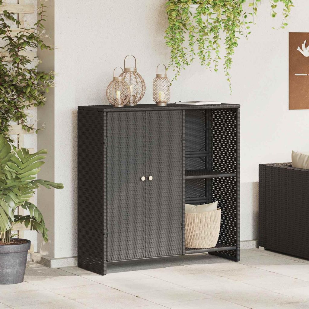 vidaXL Skriňa s policou čierna 100 x 36 x 102 cm ratan Obrázok produktu 