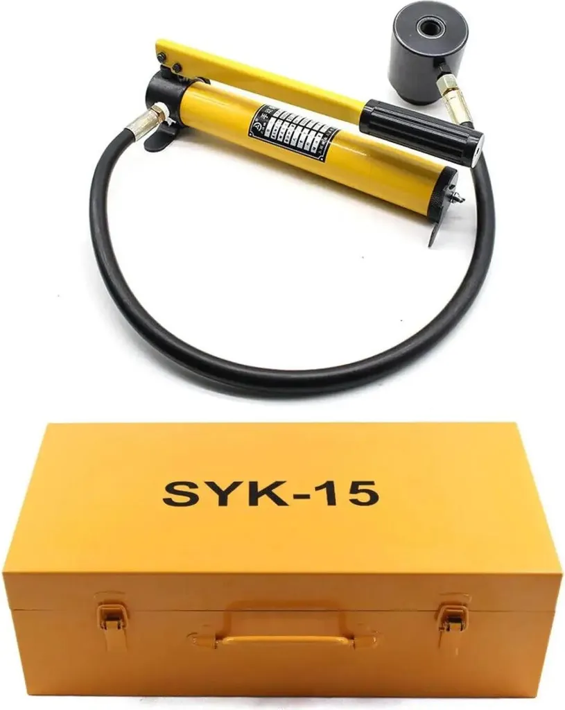 Poinçonneuse hydraulique 15 tonnes avec 10 matrices acier, jaune