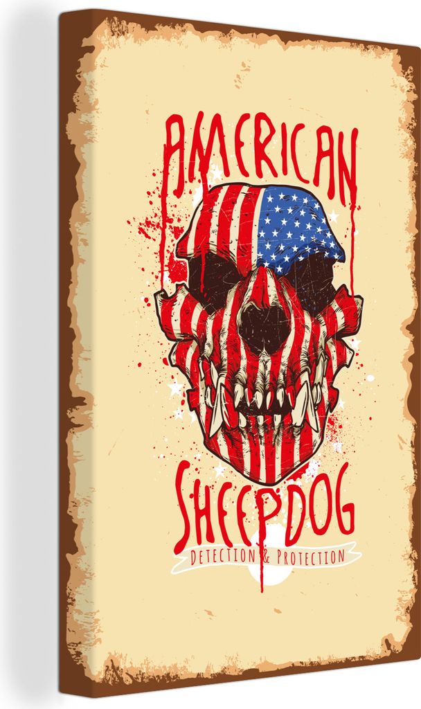 OneMillionCanvasses - Leinwandbilder - 90x140 cm, Jahrgang - Amerika - Hund, Wandbilder Kunstdruck Wanddekoration - Wandschmucke - Schlafzimmer