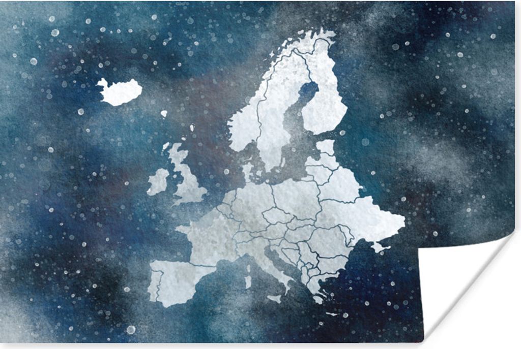 MuchoWow Poster Karte - Europa - Sternenhimmel 60x40 cm - Schlafzimmerdekoration