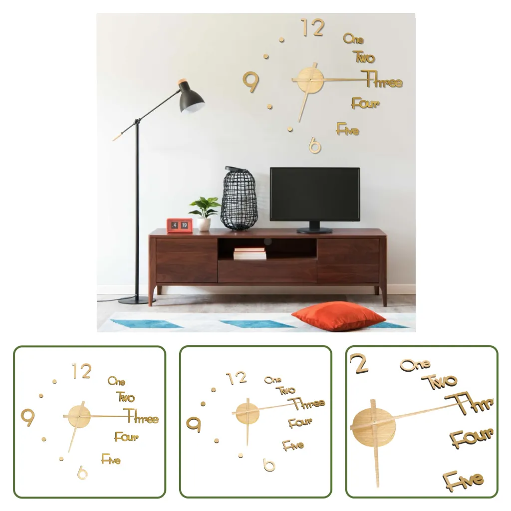Orologio Parete XXL 3D Oro 100cm Design Moderno | The Living Store