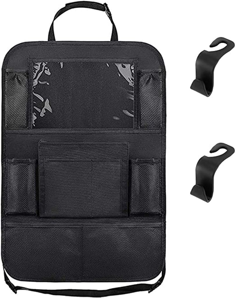 Rückenlehnenschutz Auto Kinder 2 Stück, Rücksitz Organizer für KFZ, Große Taschen 600D Oxford Stoff Wasserdicht Rück sitzschoner mit 12 Zoll ...