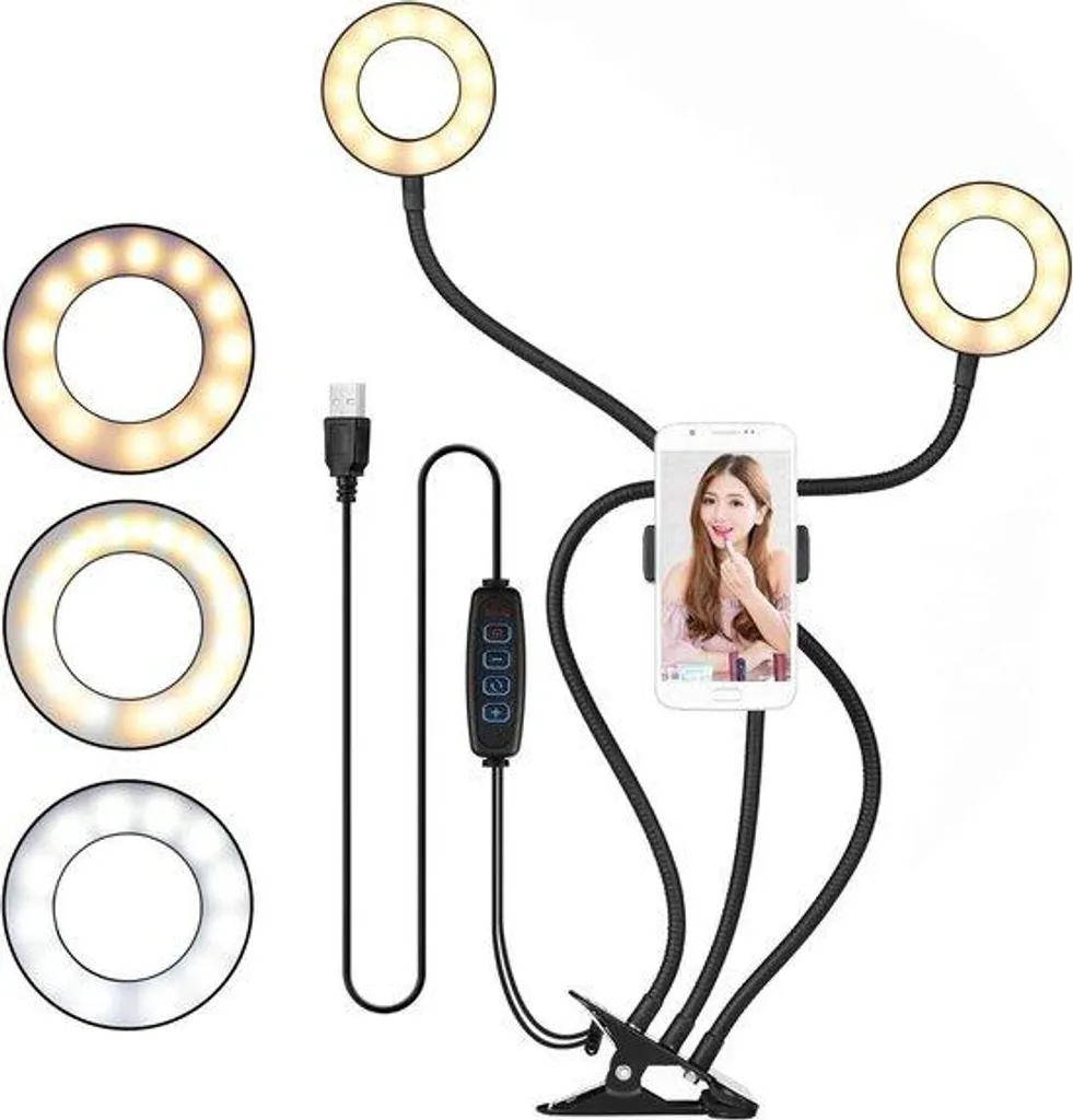 Lampe LED de Bureau à Pince pour Streaming Direct et Tuto Maquillage USB
