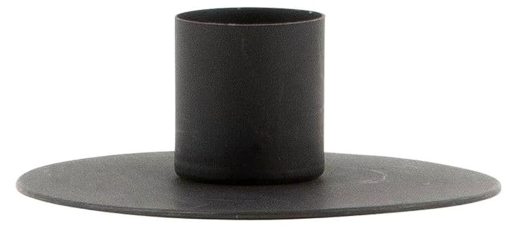Kerzenhalter rund aus Metall schwarz für Laterne