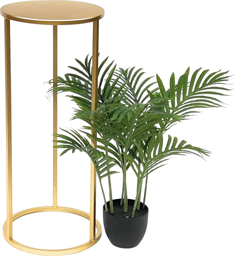 DanDiBo Blumenhocker Metall Gold Rund 70 cm Blumenständer Beistelltisch 96510 L Blumensäule Modern Pflanzenständer Pflanzenhocker