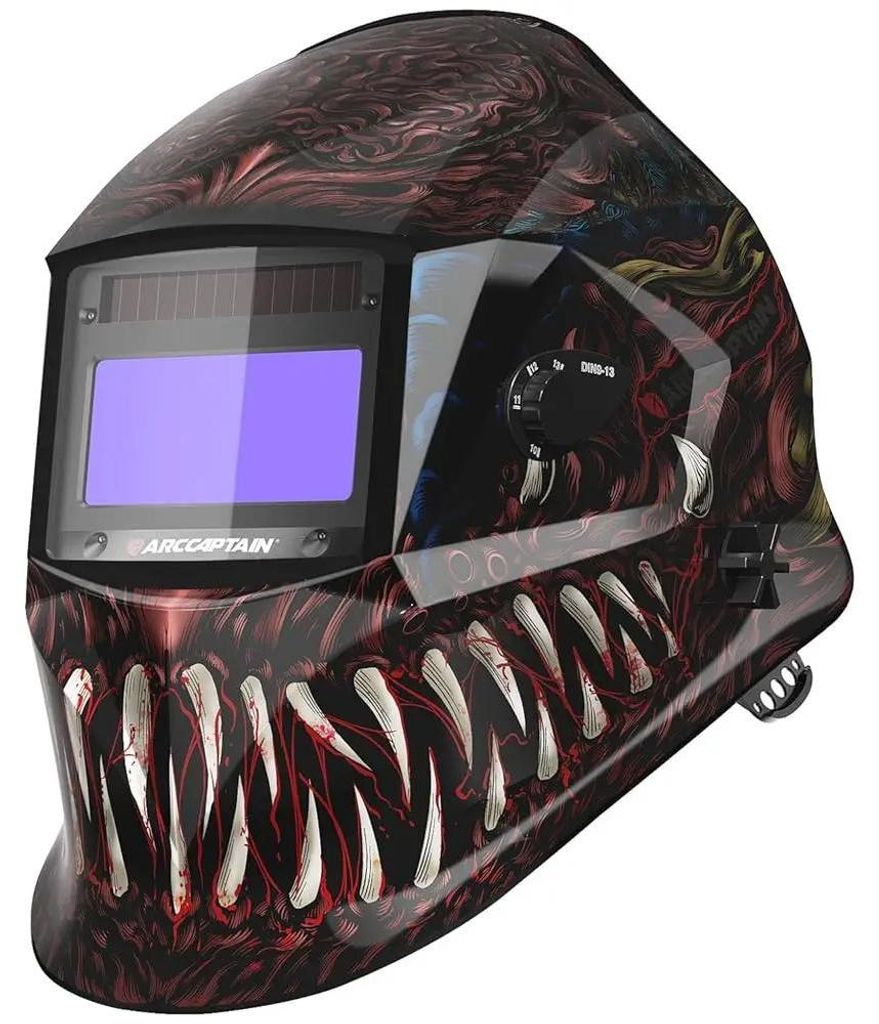 Schweißhelm - Automatik-Schweißmaske - DIN 4/9–13 - Optische Klasse 1/1/1/1 - Sichtfeld 98×43 mm - Solar+Lithium - Umschaltzeit 0,1–1,0 s - ...