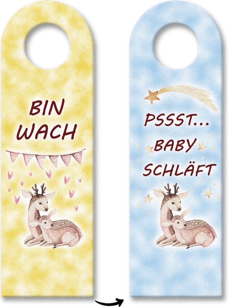 Reh Mama und Rehkitz Türhänger - Baby schläft oder ist wach Produktbild 