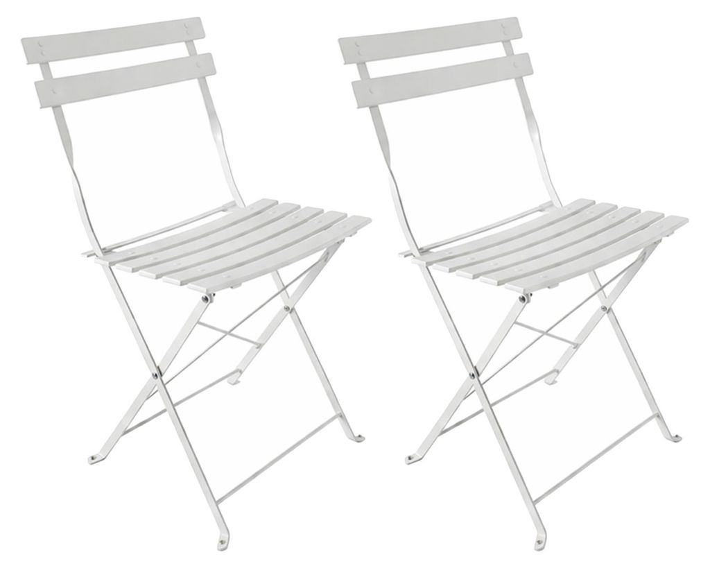 Gartenstuhl 2er-Set Basil Metall Creme Produktbild 
