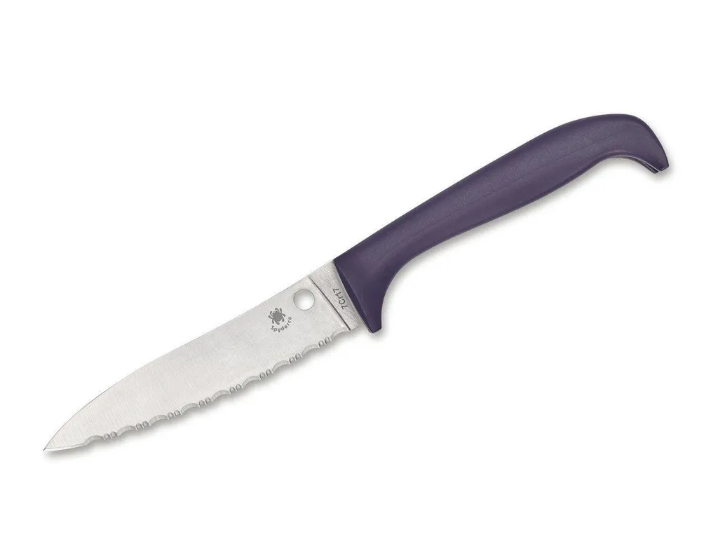 Couteau de Cuisine Spyderco Counter Puppy Purple pour Fruits et Pain