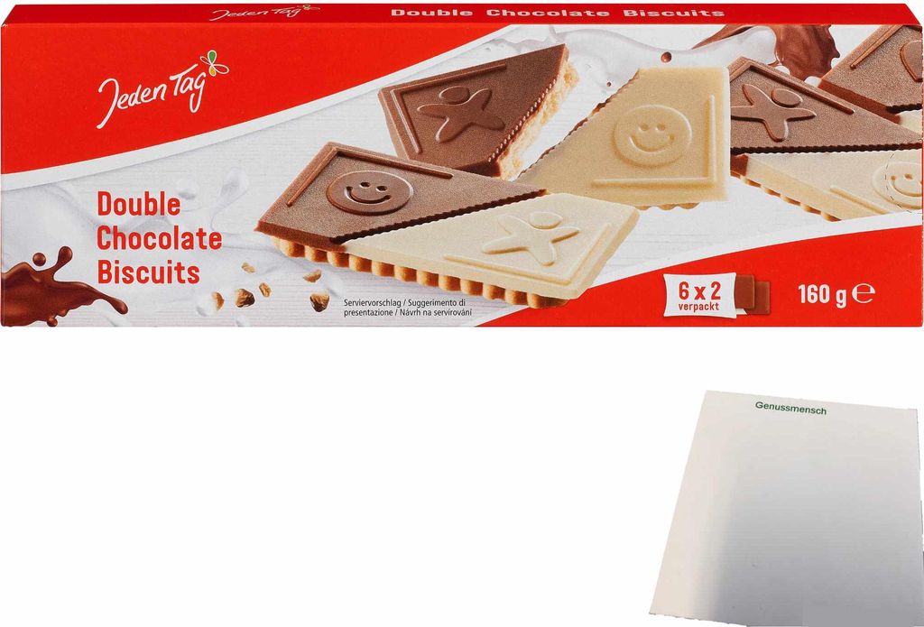 Jeden Tag Double Chocolate Biscuits (160g) + usy Block