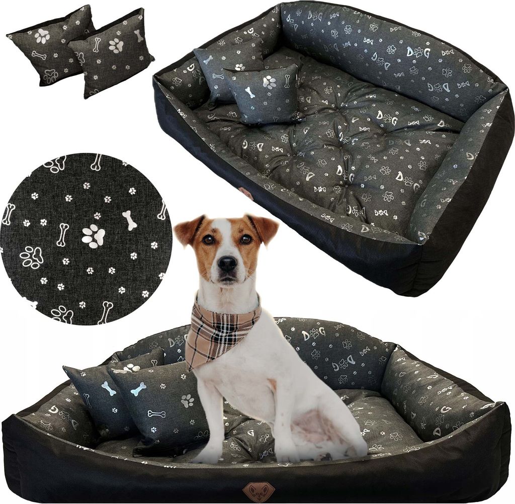 Hundebett Katzenbett 75x65 Cm Shell Hundekissen Hundesofa Hundekorb Hundecouch Sofa Knochen Silber