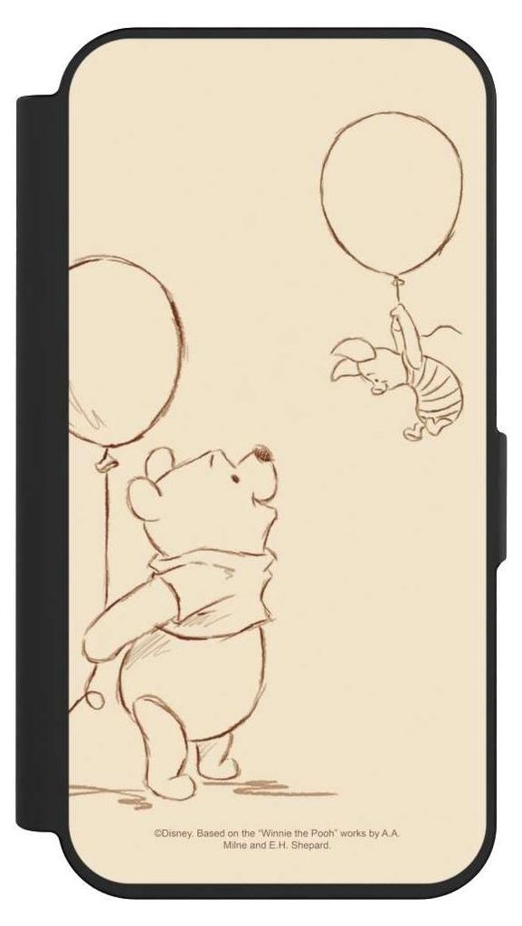 NIVOCASE Klapphülle für Apple iPhone 15 Pro Handyhülle aus Kunst Leder NIVOflip schwarz Disney Offizielles Lizenzprodukt Winnie Puuh