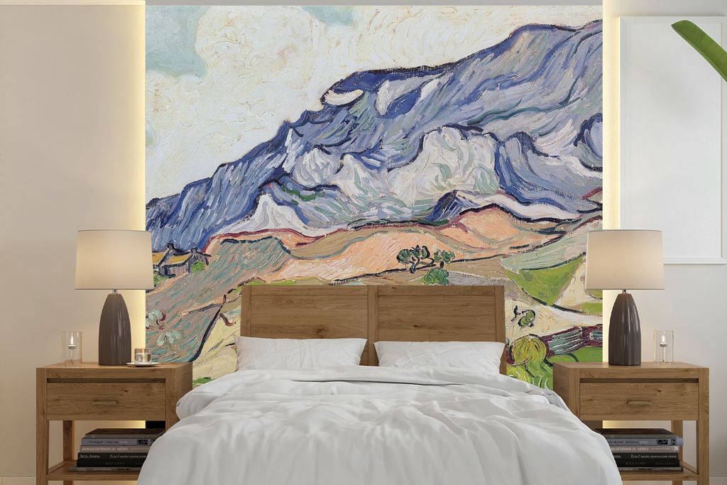 MuchoWow Fototapete für Wohnzimmer oder Schlafzimmer Wandtapete Vinyl Motivtapete Die Alpen - Vincent van Gogh - 240x240 cm - Schlafzimmer-Tapete