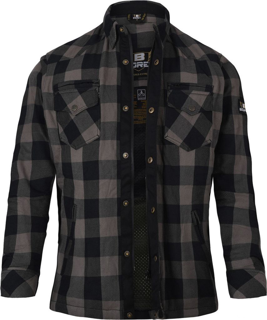 Bores Lumberjack Premium Damen Motorradhemd, grau/schwarz, M
