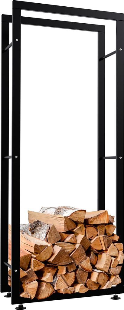 CLP Houtopslagrek Keri V2, zwart, 25x60x150 cm Productafbeelding 
