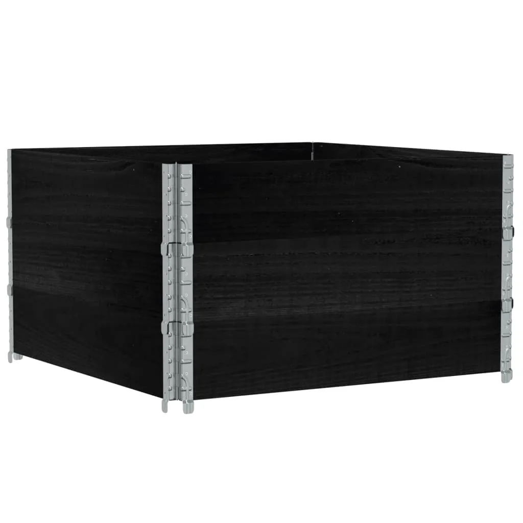 Cadres de rehausse pour palettes en bois noir 100x100 cm lot de 3 pièces