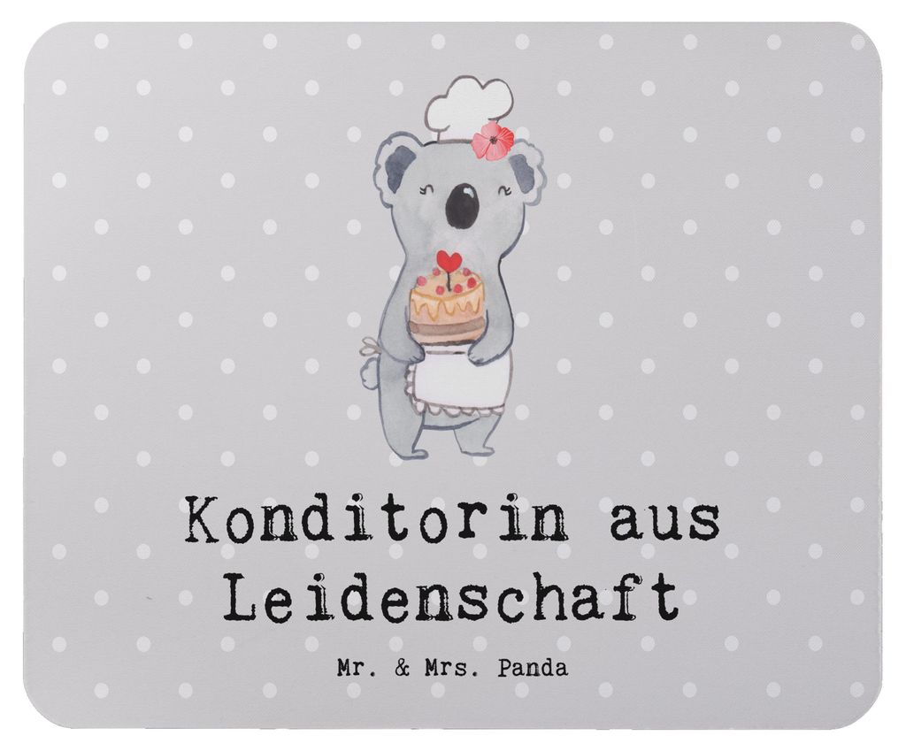 Mr. & Mrs. Panda Mauspad Konditorin Leidenschaft - Grau Pastell - Geschenk, Lustig, Mousepad, Witzig, Spruch, mousematte, computer, laptop, Confise...