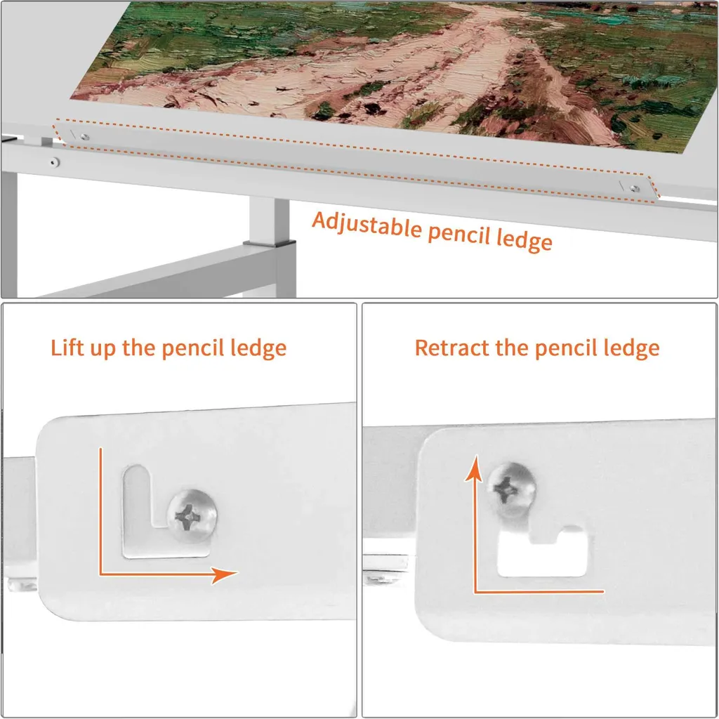 Table d'architecte réglable blanche pour bureau d'étudiant ou atelier - 4