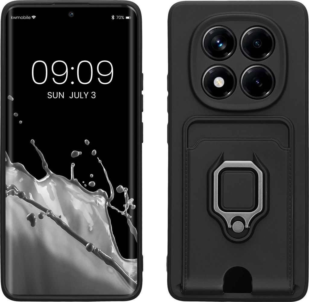 kwmobile Handyhülle kompatibel mit Xiaomi Redmi Note 14 Pro 5G / Poco X7 - Softcase mit Kameraschutz - Kartenfach - Schwarz