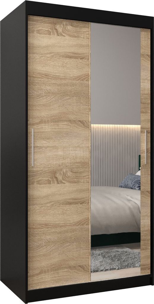 Kleiderschrank, Schiebetürenschrank Schlafzimmer, Schrank mit Spiegel TOKYO 2 100 cm