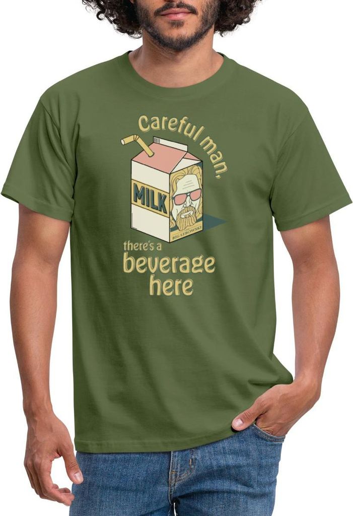 Spreadshirt The Big Lebowski Careful man, there's a beverage here Männer T-Shirt, 4XL, Militärgrün